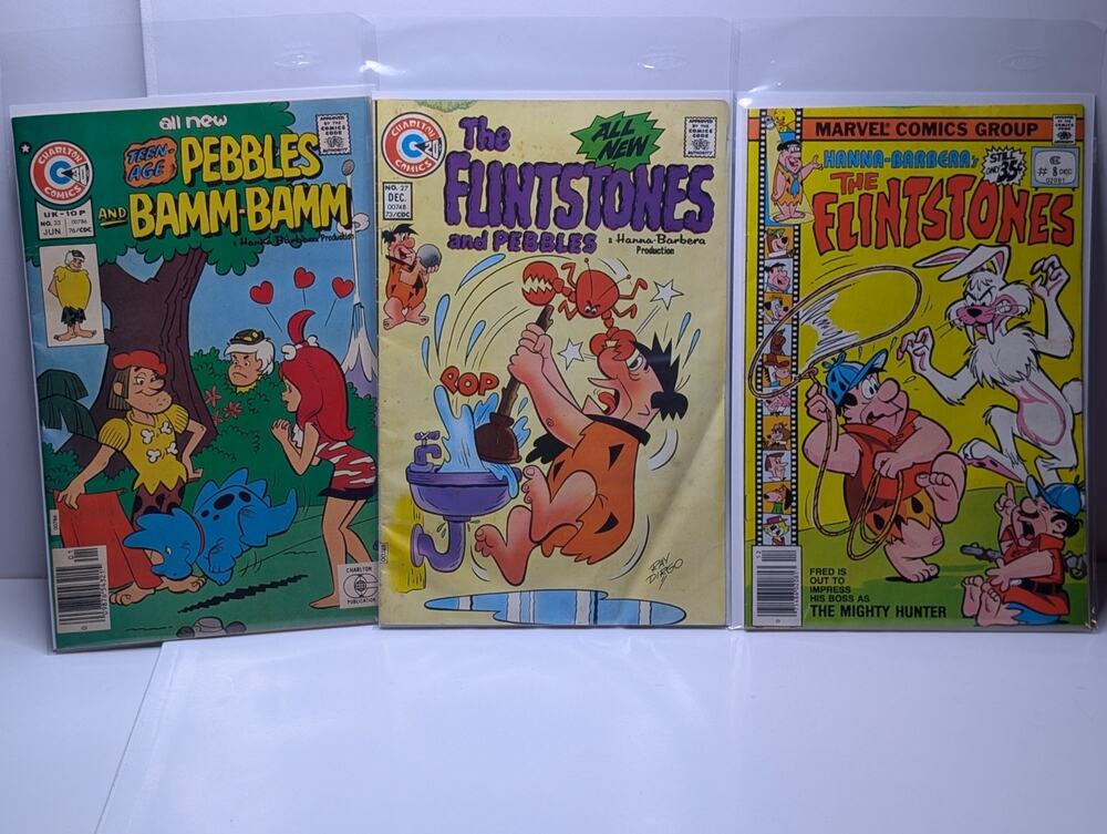 Vintage Flintstones Pebbles Bamm-Bamm Comic Lot of 3 Hanna-Barbera